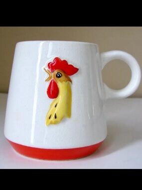 🐓 Vintage 1960 Holt Howard Rooster Mug MCM Kitchenware Red & Yellow Ceramic Cup